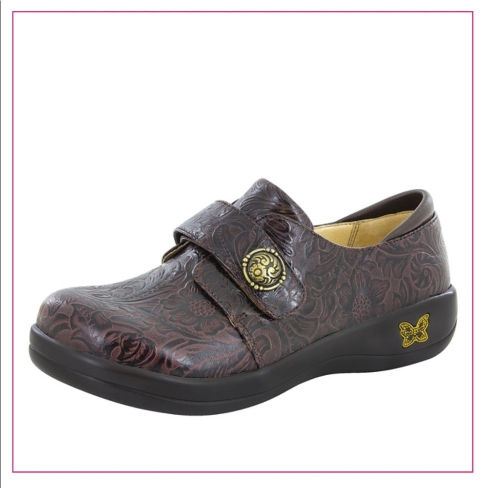 New Alegria Joleen Molasses Tooled clog floral shoe size 36